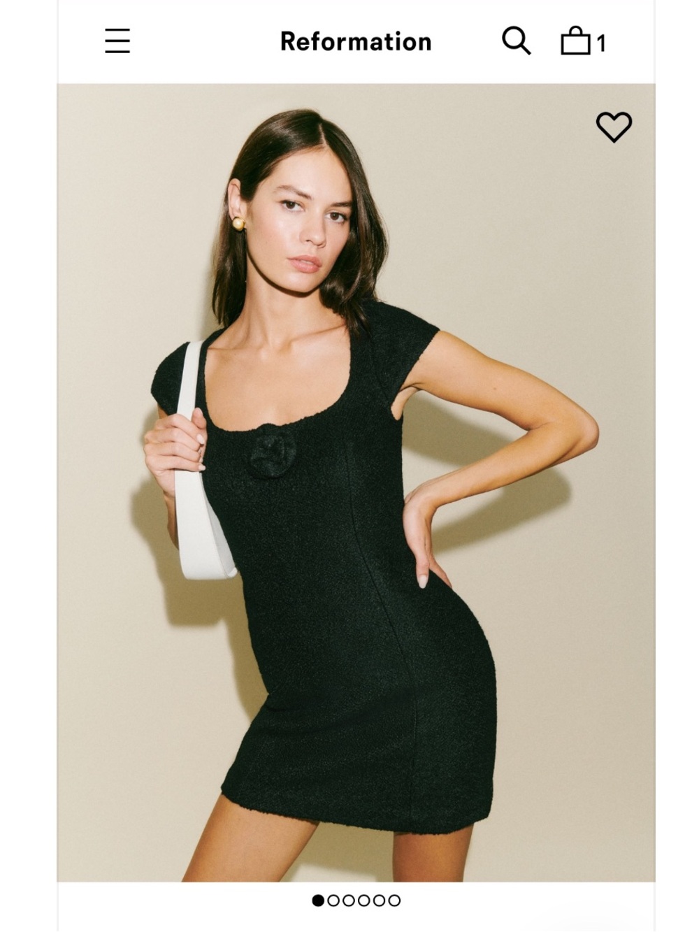 Reformation Black Mini Dress with Flower Detail New With Tags